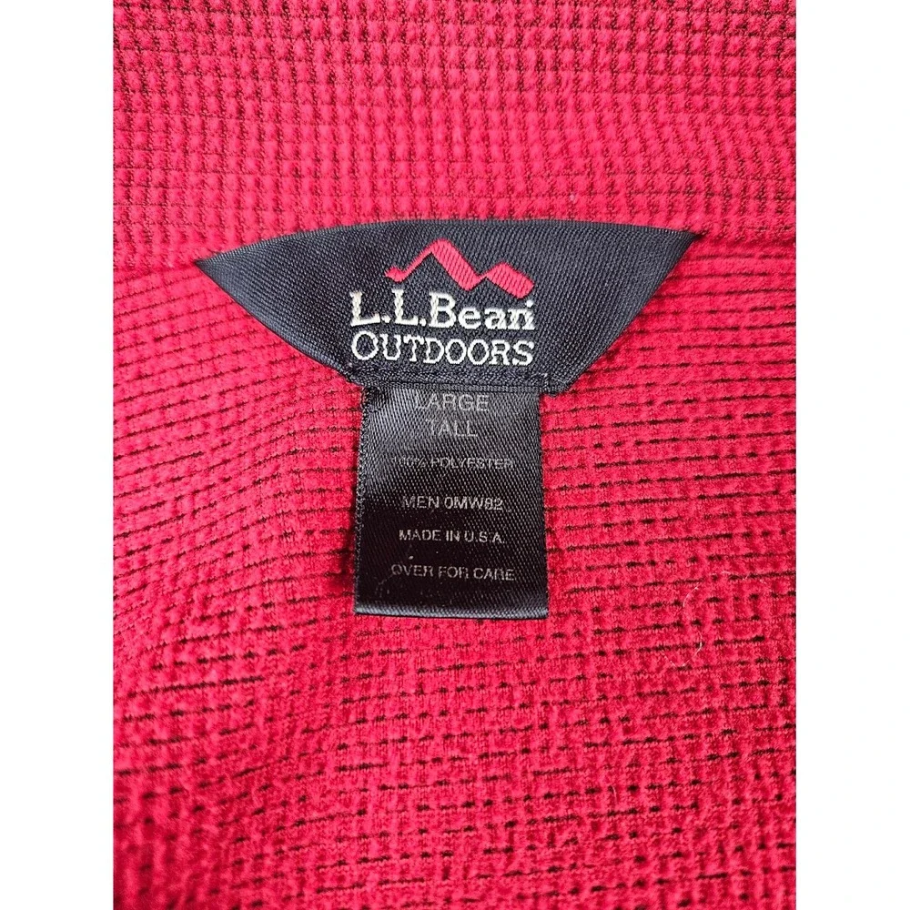 LL Bean Sweater Mens Large‎ Tall Red 1/4 Zip Pullover Gorpcore Hiking Outdoors